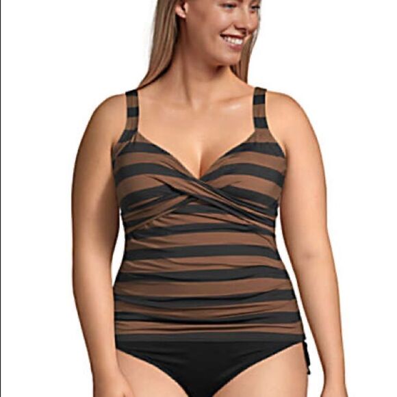 Land’s End Plus Regular tankini top underwire chevron stripe Various Sizes - Picture 2 of 8